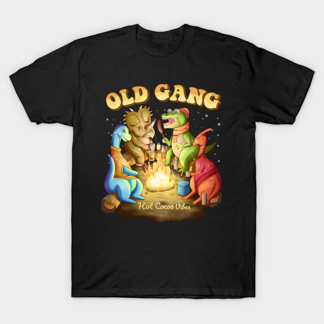 Old Gang - Party Dinosaurs, Hot Cocoa Vibes T-Shirt by FlitStudio